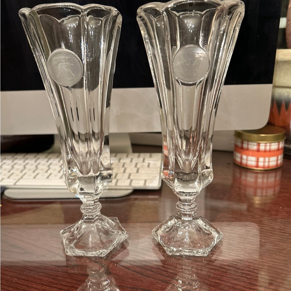 Fostoria Coin Clear Glass Bud Vases